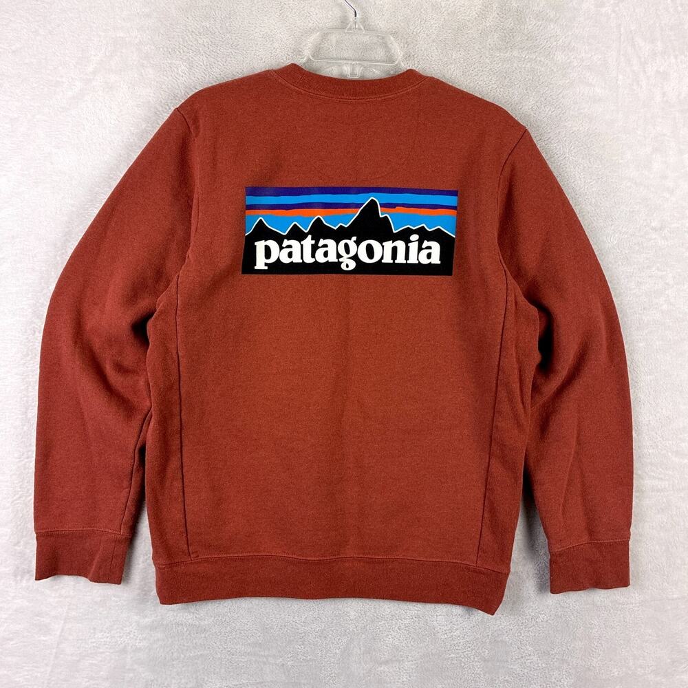 Patagonia Sweatshirt Mens S Burnt Orange Fitz Roy Uprisal Fleece Preppy Outdoors